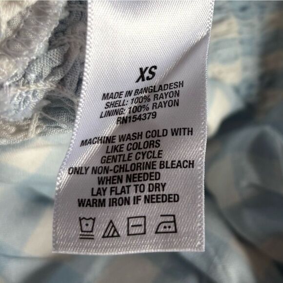 Aeropostale Checkered Crop Top Puffy Sleeves New Blue White Womens Size XS - Picture 7 of 7